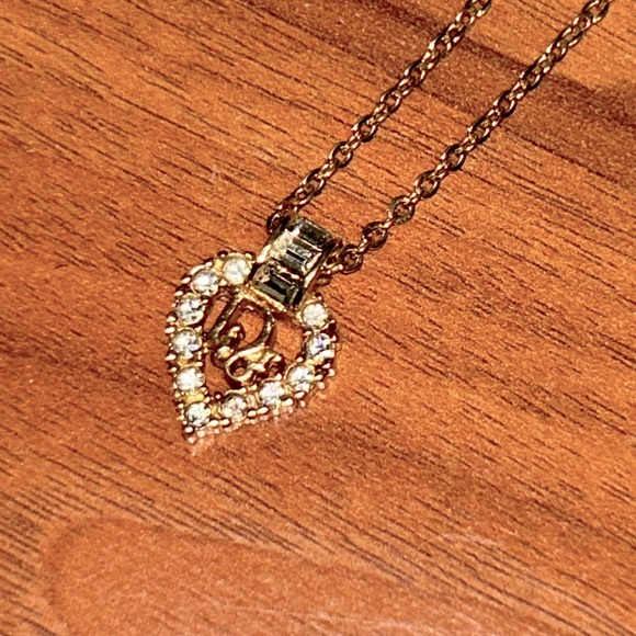 Authentic Christian Dior Vintage Gold Tone Necklace with Rhinestone Accents - Picture 1 of 9